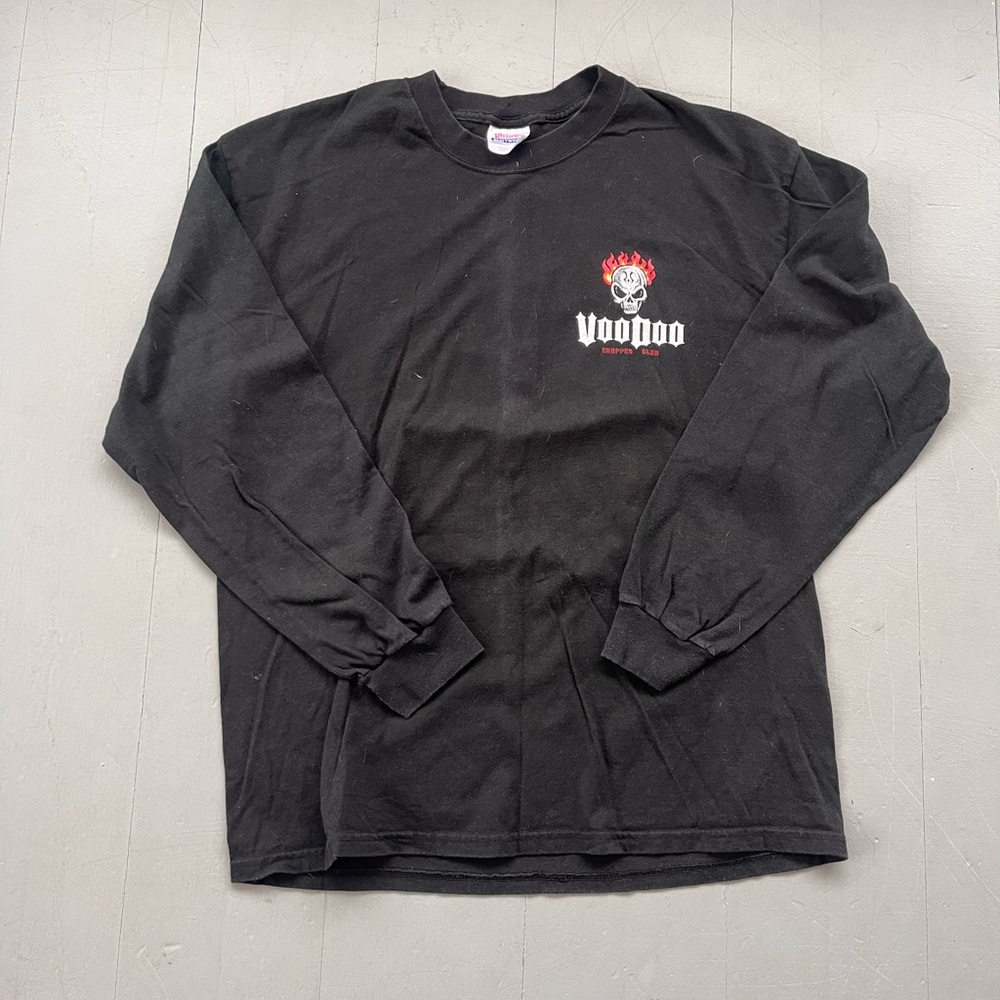 Voodoo Chopper Club graphic skull long sleeve shirt